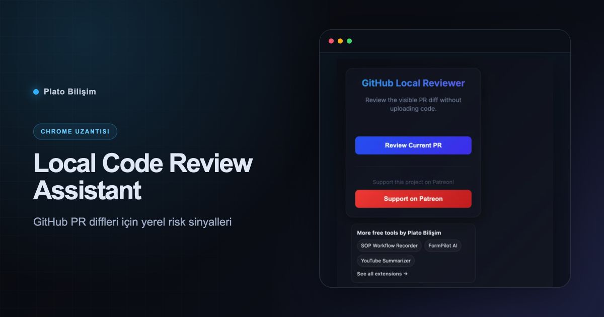 Local Code Review Assistant gerçek uzantı arayüzü ve ürün özeti