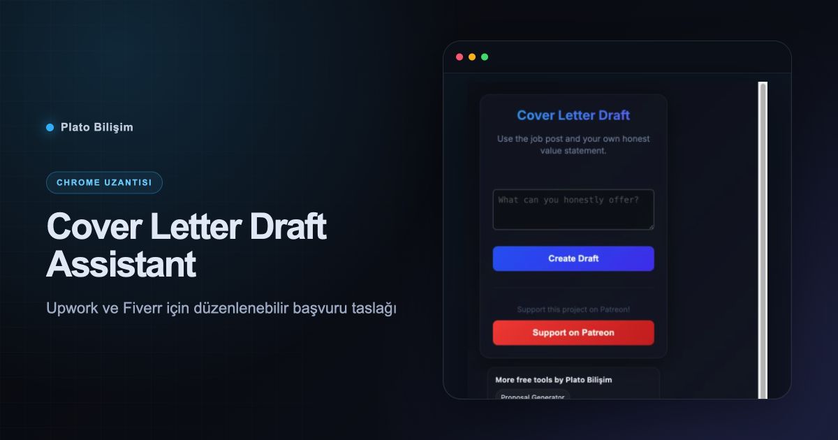 Cover Letter Draft Assistant gerçek uzantı arayüzü ve ürün özeti