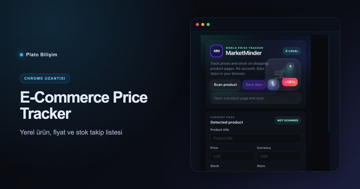 E-Commerce Price Tracker gerçek uzantı arayüzü ve ürün özeti