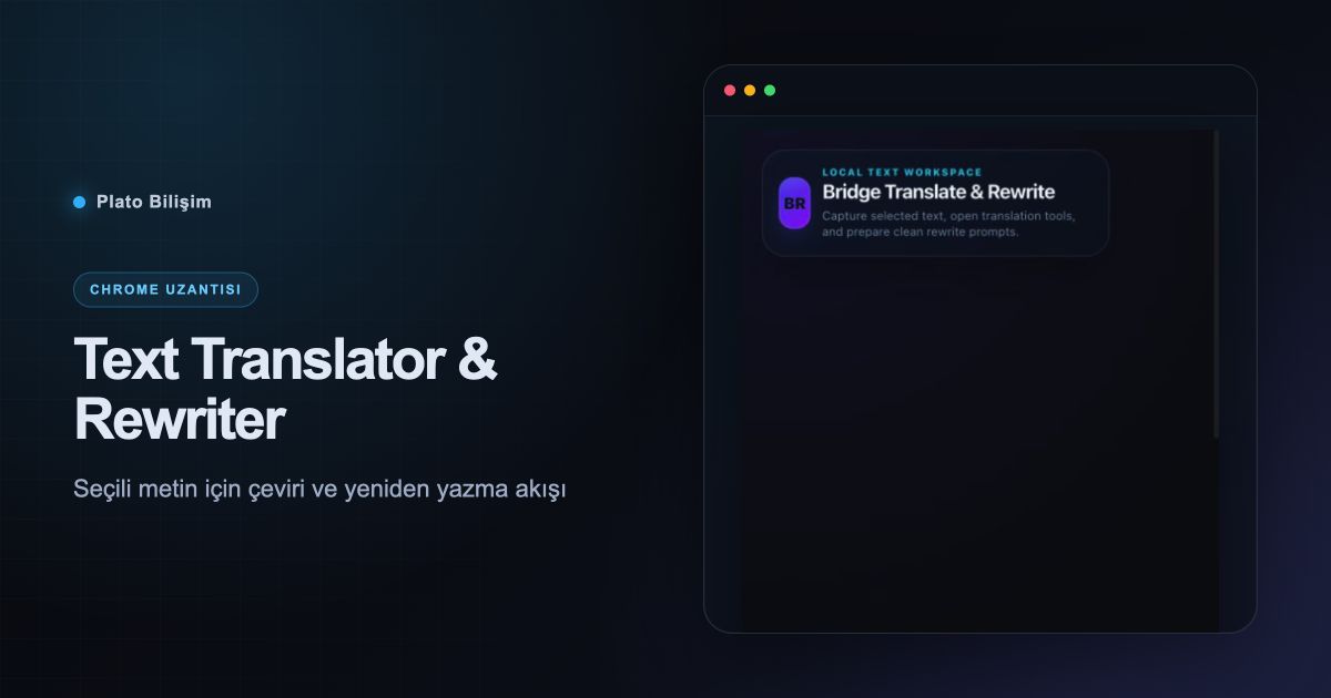 Text Translator & Rewriter gerçek uzantı arayüzü ve ürün özeti