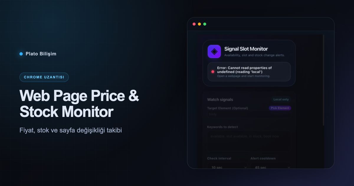 Price & Stock Monitor gerçek uzantı arayüzü ve ürün özeti